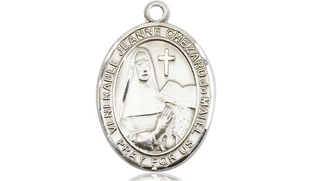 Saint Medal Necklace Jeanne Chezard 3/4 inch Sterling Silver