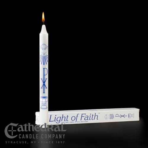 Baptismal Candle Light of Faith Stearine Case of 24