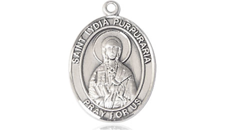 Saint Medal Necklace Lydia 3/4 inch Sterling Silver