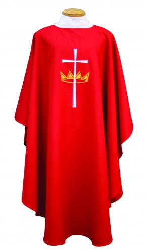 Chasuble Poly Linen Weave Cross Crown