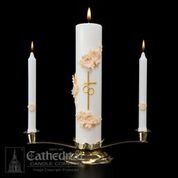Wedding Candle Holy Matrimony Set Gold and Cream