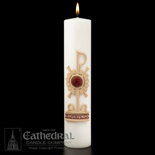 Christ Candle Holy Trinity Sculptwax Advent 3" x 14"