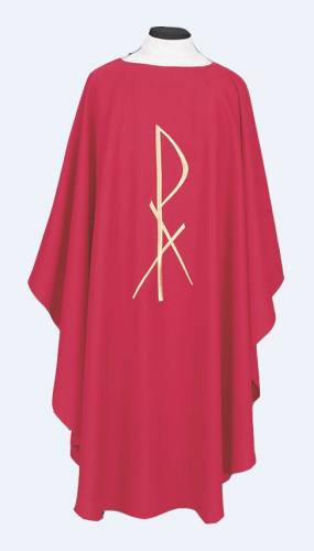 Chasuble Poly Linen Weave Chi Rho