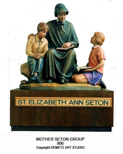 Statue Mother Seton Group  (Without Pedestal) 54" Fiberglass