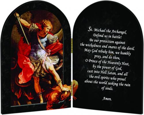 Diptych Plaque St. Michael Archangel Graphic Laminated
