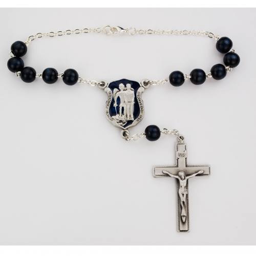 Auto Rosary St. Michael Blue Wood Beads