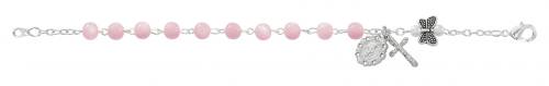 6mm Pink Cat's Eye Rosary Bracelet with Miraculous Medal