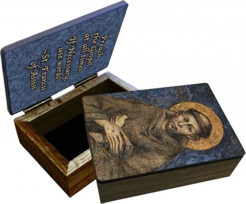 Keepsake Box St. Francis Assisi Laminated Hardwood