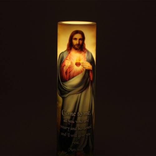 Sacred Heart of Jesus 12 Promises Flameless LED Candle