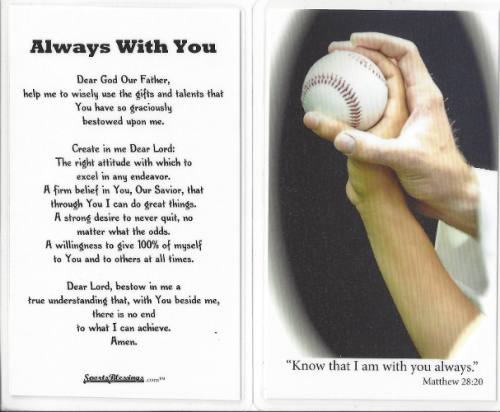 Prayer Holy Card Baseball Laminated