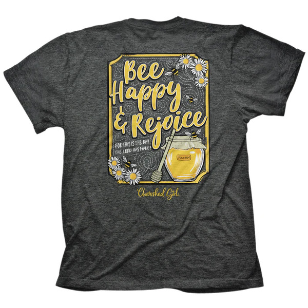 T-Shirt Cherish Girl Bee Happy Womens  Medium