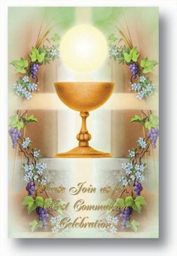 First Communion Invitations Gold