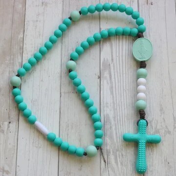 Chews Life Teething Rosary Turquoise and Mint