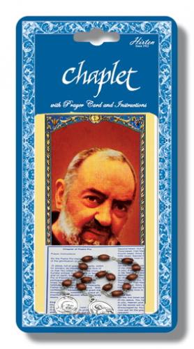 Chaplet Rosary St Padre Pio Oxidized Silver Wood Beads