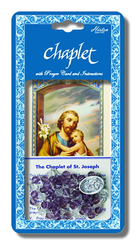 Chaplet Rosary St Joseph Oxidized Silver Purple Beads