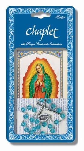 Chaplet Rosary Mary Our Lady Guadalupe Oxidized Silver Blue Bead