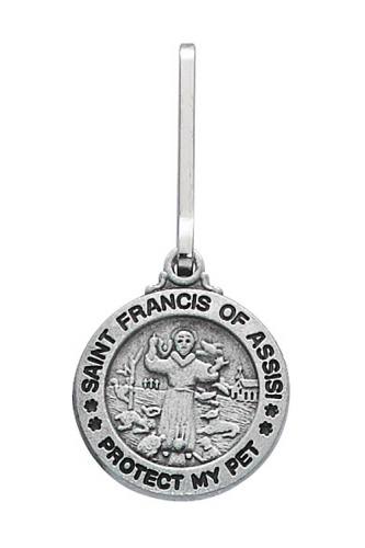 Pet Medal St. Francis Assisi 1 inch Medium Oxidized Silver