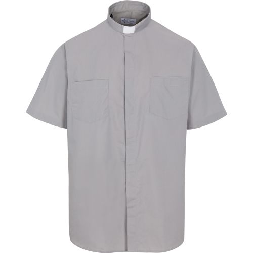 Clerical Shirt E/A Tab Collar Grey Short Sleeve