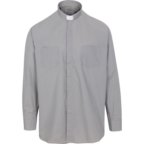 Clerical Shirt E/A Tab Collar Grey Long Sleeve