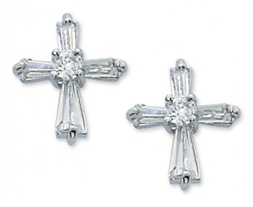 First Communion Earrings Crystal Clear Cross