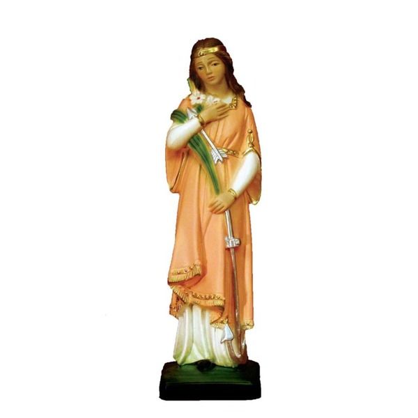 Statue St. Philomena 8.5 in Alabaster & Resin Hand Painted