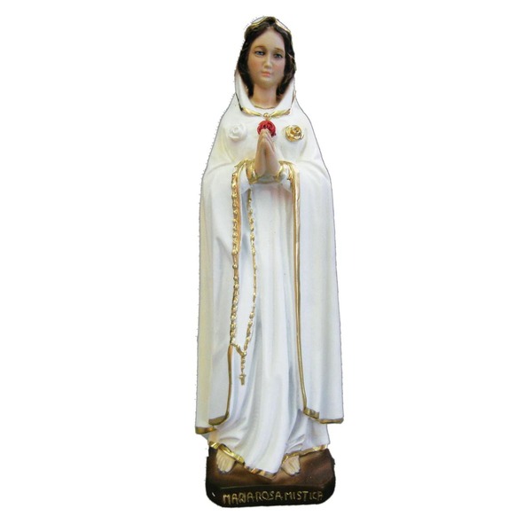 Statue Mary Rose of Mystica 11 in Alabaster & Resin Hand Painted