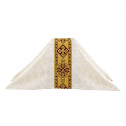 Chalice Veil Avignon Collection Ivory with Burgundy & Gold Bandi