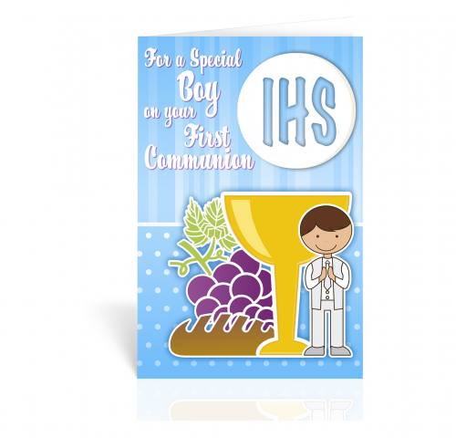 Greeting Card First Communion Boy Blue