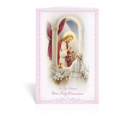Greeting Card First Communion Girl With Jesus