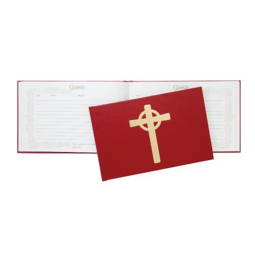 Record Book Guest Register Leatherette Red
