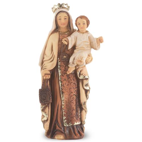 Statue Mary Our Lady Mt Carmel 4 inch Resin Painted Boxed