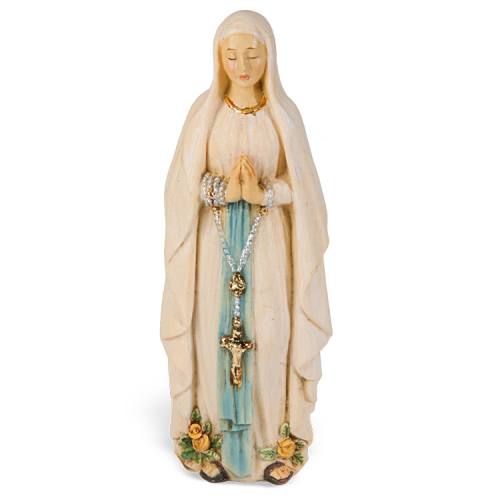 Statue Mary Our Lady Lourdes 4 inch Resin Painted Boxed