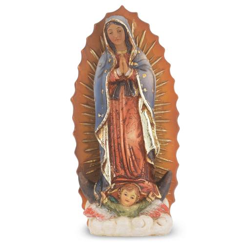 Statue Mary Our Lady Guadalupe 4 inch Resin Painted Boxed