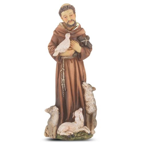 Statue St. Francis Assisi 4 inch Resin Painted Boxed