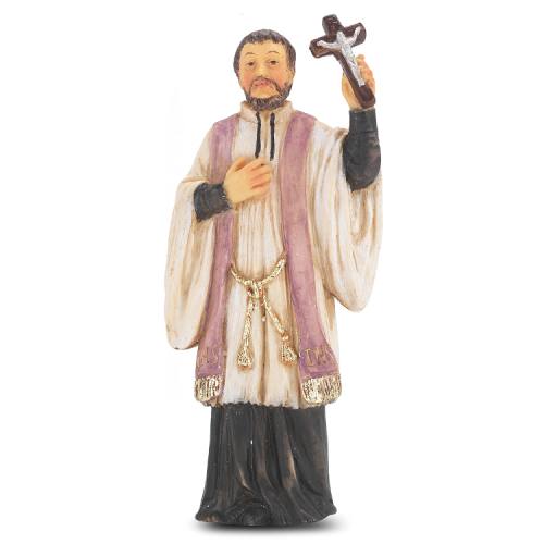 Statue St. Francis Xavier 4 inch Resin Painted Boxed