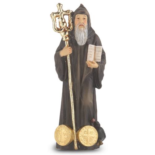 Statue St. Benedict Norcia 4 inch Resin Painted Boxed