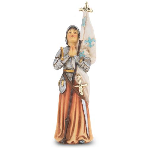 Statue St. Joan of Arc 4 inch Resin Painted Boxed