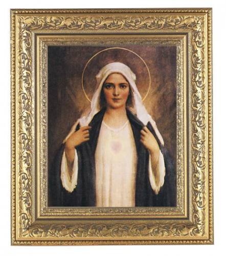 Print Mary Immaculate Heart 8 x 10 inch Gold Framed