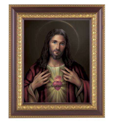 Print Jesus Sacred Heart 8 x 10 inch Gold Trim Framed