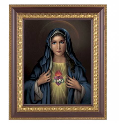 Print Mary Immaculate Heart 8 x 10 inch Gold Trim Framed