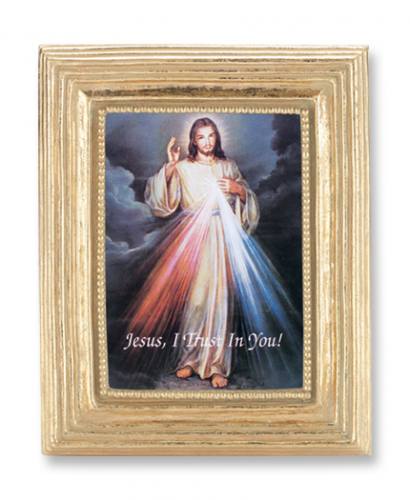 Print Jesus Divine Mercy 2 x 3 inch Gold Framed
