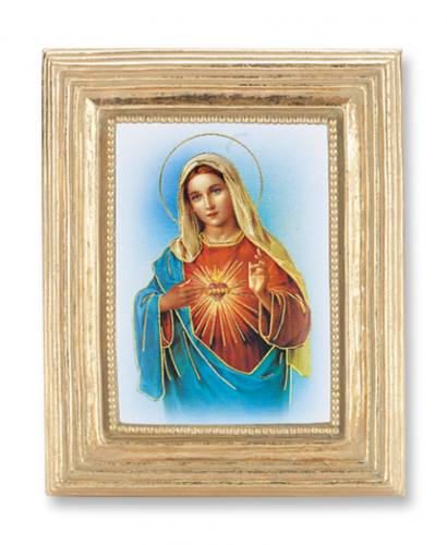 Print Mary Immaculate Heart 2 x 3 inch Gold Framed