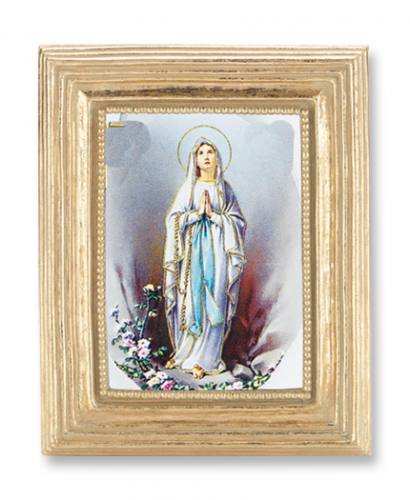 Print Mary Our Lady Lourdes 2 x 3 inch Gold Framed