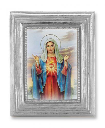 Print Mary Immaculate Heart 2 x 3 inch Silver Framed