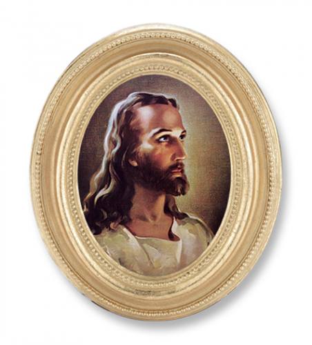 Print Jesus Holy Face 2.25 x 3 inch Gold Framed Round