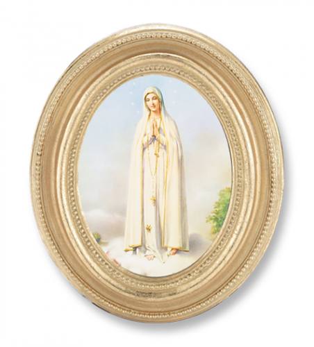 Print Mary Our Lady Fatima 2.25 x 3 inch Gold Framed Round