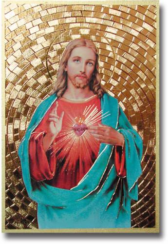 Plaque Jesus Sacred Heart 4 x 6 inch Mosaic