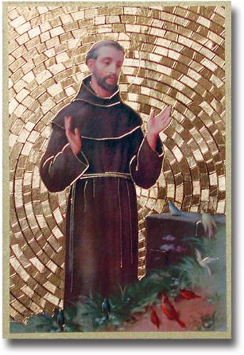 Plaque St Francis Assisi 4 x 6 inch Mosaic