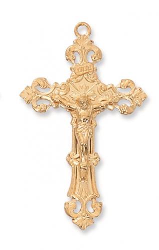 Crucifix Necklace Fancy 1.75 inch Sterling Gold