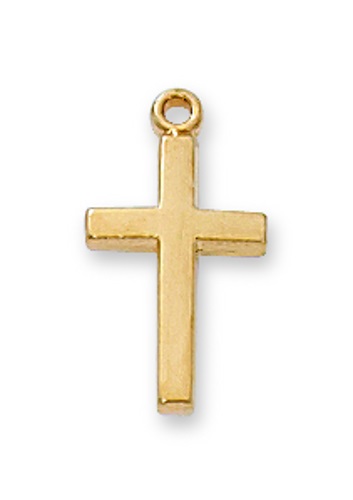 Cross Necklace Simple 1/2 inch Sterling Gold